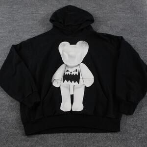 Asspizza Father Steve Hoodie Mens XL White Bear Print Graphic Streetwear Black